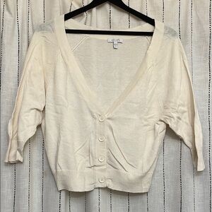 dELiA*s Cream Cardigan with 3/4 Sleeves and Casual Fit